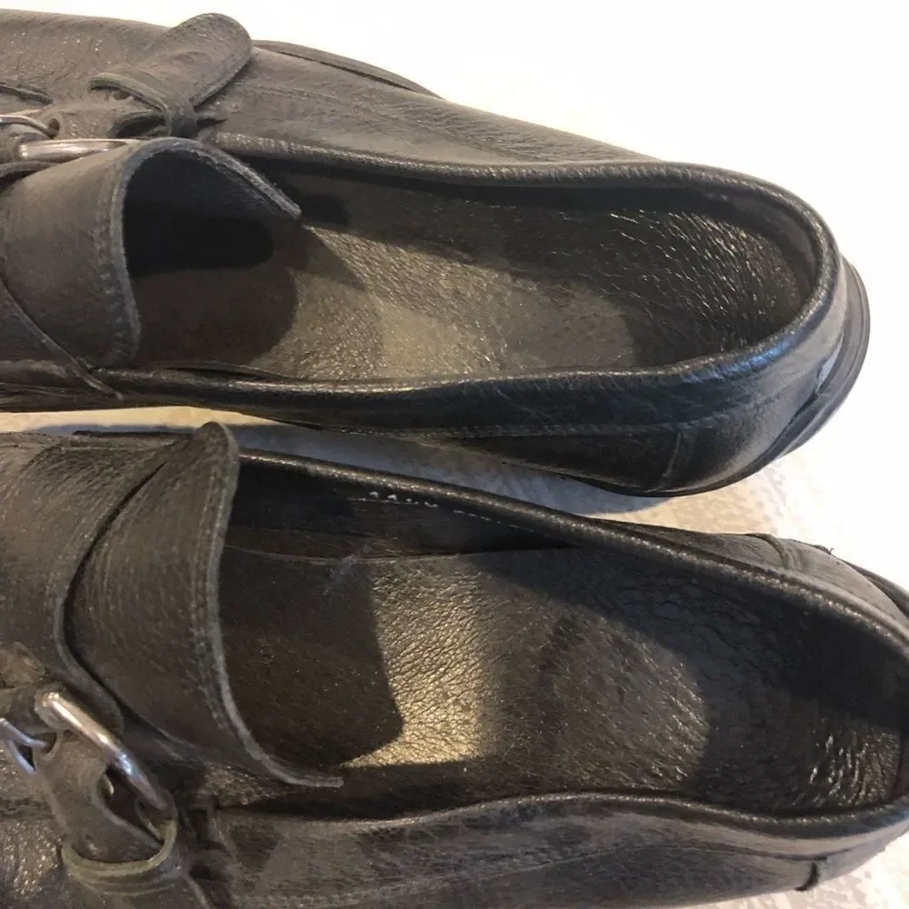 Donald J Pliner Men’s Black Leather Buckle Loafers